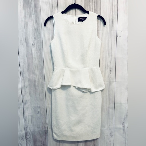 PAULE KA Paris White Peplum Sheath Pencil Dress Size 36 XS - Picture 1 of 7